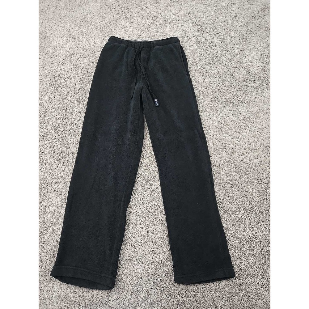 Chaps Pajama Pants Mens M Black Drawstring Straight Fleece Plush Cozy Sleepwear‎